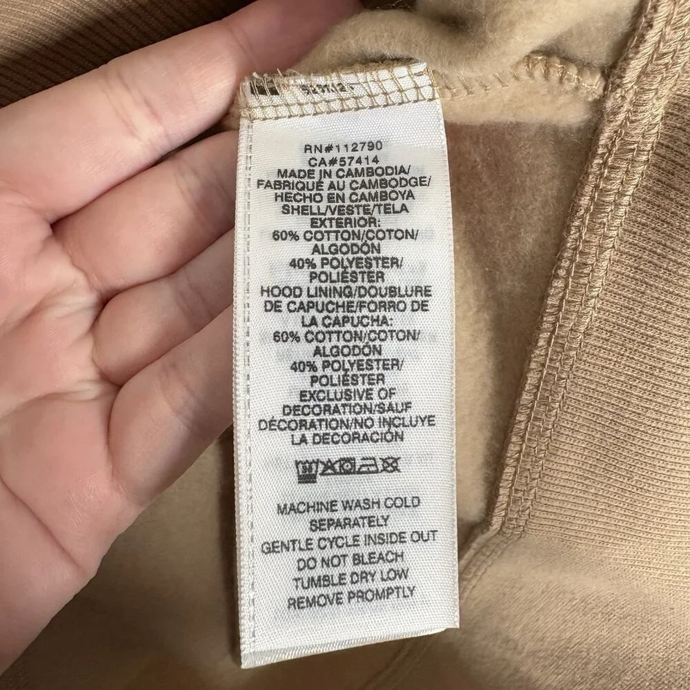 True Religion Men M Travertine Tan Fleece Y2K 90s Iridescent Logo Zip Hoodie NWT